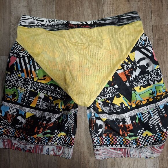 Robert Graham Mens 40 Graffiti Print Swim Trunks Lined Pockets Multi-Colored - Picture 6 of 6